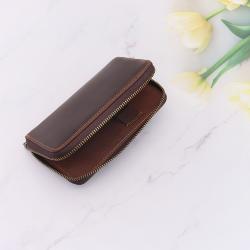 Wholesale Custom Pen Pouch Leather Zipper Pen Bag Leather Pen Case For School Stationery Bag Purse Clutch Bag