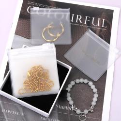 Custom Logo Printed Small Matt Transparent PVC Jewlery Pouch With Ziplock Plastic Zipper Earring Necklace Packing Jewelry Bag