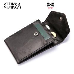 CUIKCA Fashion RFID Wallet Women Men Mini Ultrathin Leather Wallet Slim Wallet Coins Purse Credit ID  Card Holders For men