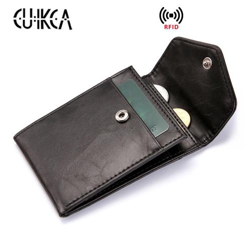 CUIKCA Fashion RFID Wallet Women Men Mini Ultrathin Leather Wallet Slim Wallet Coins Purse Credit ID  Card Holders For men