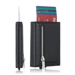 Smart Mens Wallet with Card Holder PU Leather Business Card Case Pocket Business Card Holders Zipper RFID Blocking Wallet