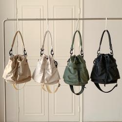 Nylon Fabric Hand Bag Drawstring Design Tote Bag Female Large Capacity Detachable Diagonal Korean Nylon Crossbody Shoulder Bag
