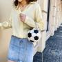 ZR424 New Women PU Bags Basketball Football Zipper Girls Small Round Bun Bag Versatile One Shoulder Crossbody Female Bags ladies