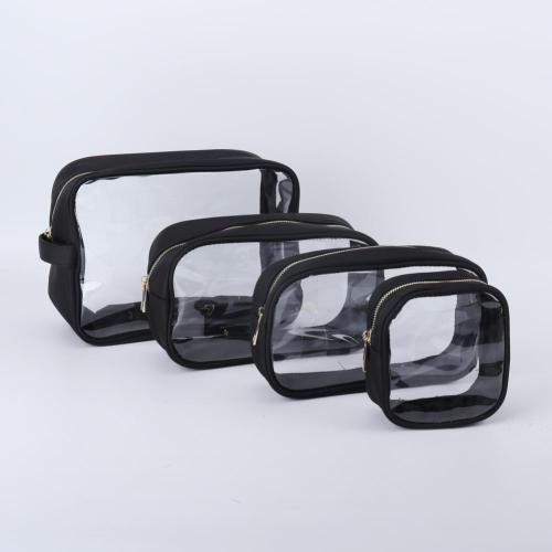 Keymay Stock S M L XL Travel Wash Zipper Toiletry Pouch Set Pvc Transparent Customize Waterproof Black Clear Makeup Bag