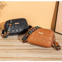 Heart-shaped embroidery women bags pu leather small crossbody messenger bags women 2024 factory wholesale women's shoulder bag