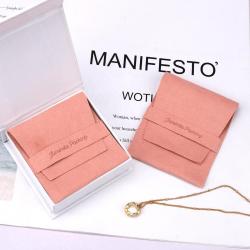 Custom Luxury Emboss Microfiber Jewelry Pouch With Snap Bottun Envelope Dust Suede Ring Earring Jewellery Bag
