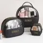 new style customization 3pcs/set luxury designer pvc clear cosmetic bags black travel makeup pouch bag with logo