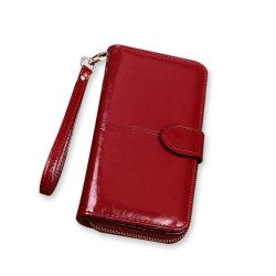 HR551 Women's Wallet With Long Zipper Magnetic Button PU Leather Girls' Handheld Money Clip Wallet Ladies Card Holder Gift Purse