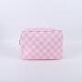 Manufacturer Wholesale Custom Designer Women Cosmetic Bag Nylon Zipper Waterproof Portable Travel Fashion Plaid Makeup Bag