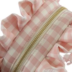 RTS New Arrivals Personalized Women Pink Gingham Toilet Bag Cosmetic Makeup Bag Travel Zipper Pouch