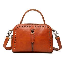 2024 Custom Genuine Leather Handbags For Women Luxury Doctor Bag With Rivets
