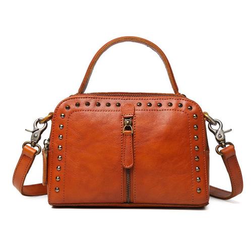 2024 Custom Genuine Leather Handbags For Women Luxury Doctor Bag With Rivets