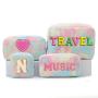 Keymay Women Make Up Bag Terry Quilted Fabric Cosmetic Bag Travel Makeup Pouches Soft Plush Fluffy Toiletry Bag