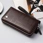 ZX061 Mens Clutch Bag Handbag Genuine Business Wallet Card Holder Leather Purse Zipper Long Wallet Soft Coin Wallet For Men