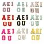 Self-adhesive Chenille Pearl Letter 26 Full Alphabets Vowel Monogram Rainbow Flight Patch Glitter Embroidery Chenille Patches
