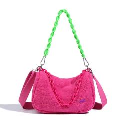2024 Custom Logo Faux Fur Shoulder Chain Bag For Women Luxury Crossbody Purse