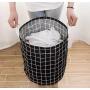 SN038 Fashion Waterproof Portable Foldable Collapsible Laundry Hamper Dirty Clothes Storage Cotton Laundry Basket