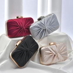 New Designer Silk Pleated Bridal Purse Clutch Evening Bag Wedding Black Dinner Bag Sling Handbag For Women
