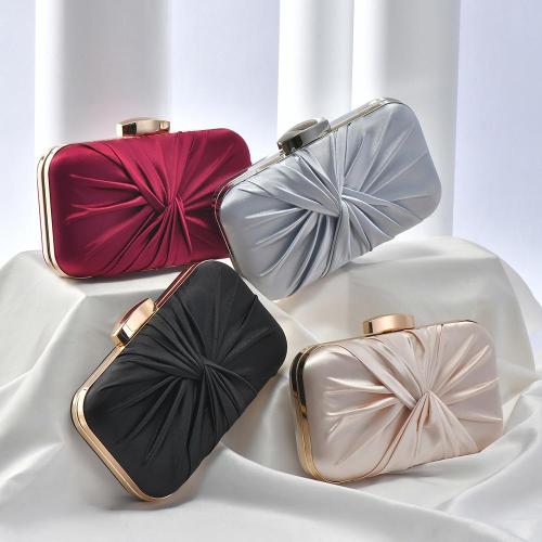 New Designer Silk Pleated Bridal Purse Clutch Evening Bag Wedding Black Dinner Bag Sling Handbag For Women