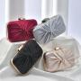 New Designer Silk Pleated Bridal Purse Clutch Evening Bag Wedding Black Dinner Bag Sling Handbag For Women