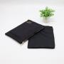 Custom Embroidery Logo Canvas Satin Zipper Cosmetic Packaging Makeup Bag Black Satin Canvas Zipper Cosmetic Pouch