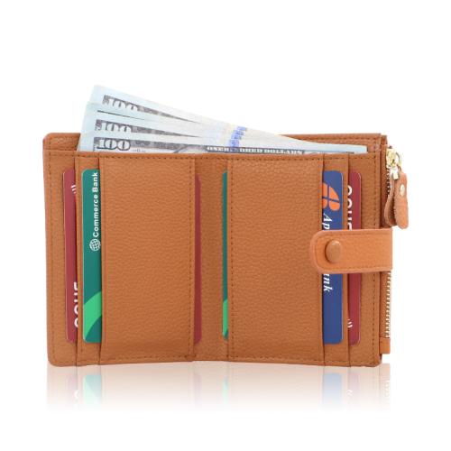 Custom Logo Causal Small Mini Leather Wallets Mens Slim Wallet Card Holder With Zip Coin Pocket