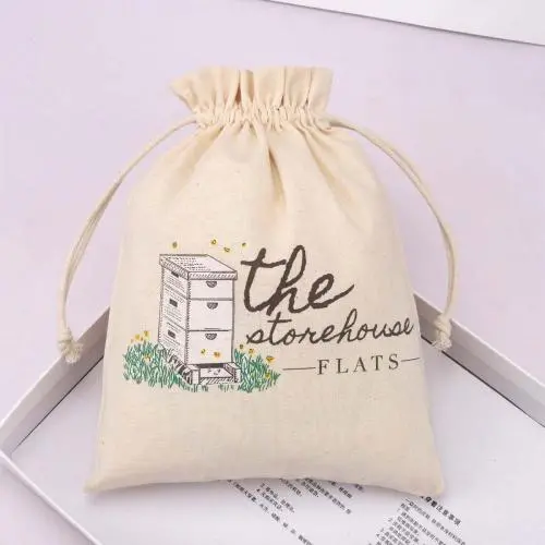 Reusable Organic Cotton Drawstring Toys Christmas Gift Bag Natural Custom Logo Pcrinted Muslin Packaging Dust Cotton Pouch
