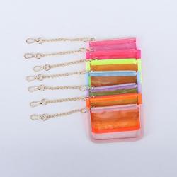Spot Goods No MOQ Portable Cute Waterproof antifouling PVC Card Bag Coin Purses Zipper Transparent Wallet