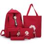 2024 Little Daisy Girl Customs Backpack Canvas Schoolbag Junior High School Student Backpack Simple 4-in-1 Set Bag