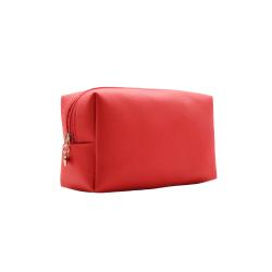 Wholesale plain pu leather makeup bag medium organizer red cute makeup kit pouch