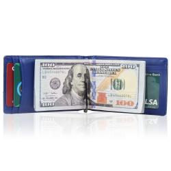 Fashion leather money clip wallet carbon fiber leather rfid money clip slim wallet for men