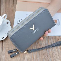 Korean version 2021 new design women pu leather wallet wholesale fashion cross fringe zipper purse wallet