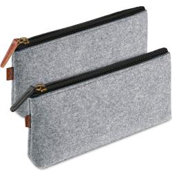 Gelory Promotion Gift Polyester Fabric Gray Pencil Case Custom Logo Pencil Case Bag Make Up Pouch