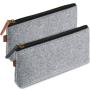 Gelory Promotion Gift Polyester Fabric Gray Pencil Case Custom Logo Pencil Case Bag Make Up Pouch