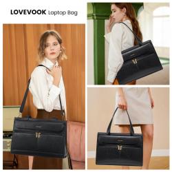 LOVEVOOK Custom 15.6 in Fashion Leather Computer Bag Briefcase Travel Office Ladies Handbag for Work Tote 2pcs/set Laptop Bag
