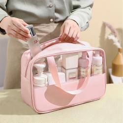 Gelory PVC cosmetic bag translucent waterproof wash bag simple PU portable bath bag large capacity