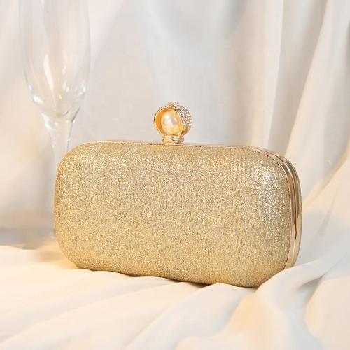 Hot selling elegant Sparkling Pearl Box Bag Women's Handbag Champagne Evening Dress Bag Wholesale Clutch Bags
