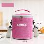 Customized Round Insulated Thermal Food Carry Bag Cooler Lunch Box Bag with Shoulder Strap
