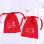 Custom Logo Printed Cotton Linen Jewelry Packing Cosmetic Bag Red Cotton Gift Drawstring Dust Pouch