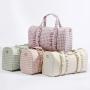 Fashion Cute Nude Green Blue Lilac Pink Large Capacity Gingham Ruffle Handbag Luggage Bags Travel Garment Duffel Gym Duffel Bag