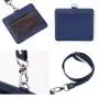 Office Used Horizontal ID Card Name Tag Badge Holder With PU Leather Lanyard