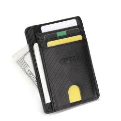 ZHF036 Spring 2023 New RFID Carbon Fiber Wallet Card Sleeve Vertical Finger Card Slot Neutral Mini Wallet