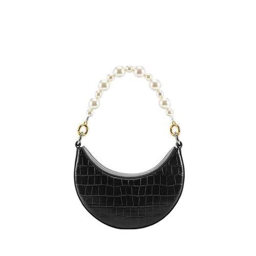 Mini Jewel Handle PU Leather Ladies Shoulder Bags Messenger Bags For Women Fashion Pearl Chain Lady Hobo Bags