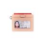 Slim Leather ID Badge Holder Real Cow Leather Key Chain With Card Holder