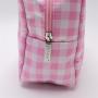 Keymay Custom Wholesale Pink Cosmetic Bag Travel Organizer Zipper Pouch Plaid Checkered Makeup Bag