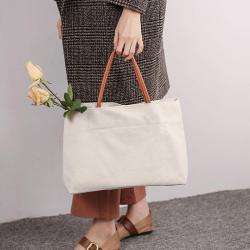 Korean Women 2024 New Canvas Single Shoulder Bag Large Capacity Shopping Bag Tote Bags