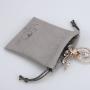 Custom Emboss Microfiber Jewelry Storage Gray Packing Drawstring Pouch Luxury Watch Gift Earring Jewelry Suede Bag