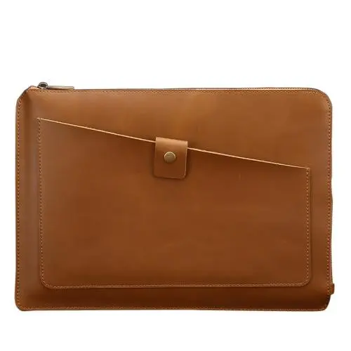 Custom business laptop bag genuine leather slim sleeve laptop case bag leather sleeve pouch bag