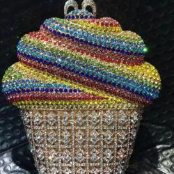 Good Quality Ice Cream Rhinestone Purses Wholesale Crystal Metal Clutch Purse Rhinestones Evening Bag
