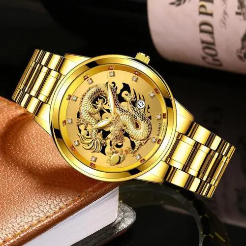 2022 Fashion Leather Man's Wrist Watch Band Quartz Wristwatch Reloj Luxury Gold Watch Creative Men Chain Quartz Wristwatches